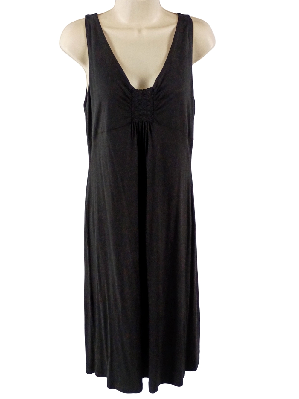 Talbots Black Sleeveless Midi Dress with V-Neck